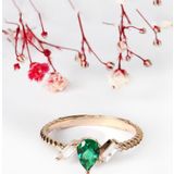 Sahira Jewelry Zümrüt Taşlı Bükülmüş 14 K Rose Altın Kaplama Kadın Yüzük
