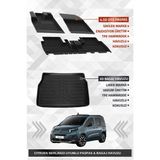Sahler Citroen Berlingo 2019+ Uyumlu 4.5d Premium Havuzlu Oto Paspas ve Liner Marka 3D Bagaj Havuzu - Siyah