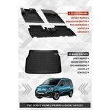 Sahler Fiat Doblo 2023+ Uyumlu 4.5d Premium Havuzlu Oto Paspas ve Liner Marka 3D Bagaj Havuzu - Siyah