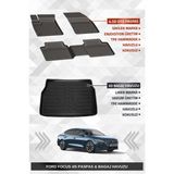 Sahler Focus 4/5 2019+ Sedan Uyumlu 4.5d Premium Havuzlu Paspas ve Liner Marka 3D Bagaj Havuzu - Siyah