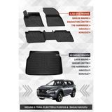 Sahler Nissan X-Trail Elektrikli 2022+ Uyumlu 4.5d Premium Havuzlu Oto Paspas ve Liner Marka 3D Bagaj Havuzu - Siyah