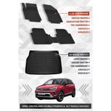 Sahler Opel Crossland 2017+ Uyumlu 4.5d Premium Havuzlu Oto Paspas ve Liner Marka 3D Alt Bagaj Havuzu - Siyah