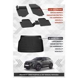 Sahler Peugeot 2008 2019-2025 Uyumlu 4.5d Premium Havuzlu Paspas ve Liner ÜST Bagaj Havuzu - Hybrid Uyumlu Değildir - Siyah