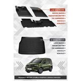 Sahler Peugeot Rifter 2019+ Uyumlu 4.5d Premium Havuzlu Oto Paspas ve Liner Marka 3D Bagaj Havuzu - Siyah
