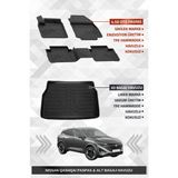 Sahler Qashqai 2022+ Benzinli Uyumlu 4.5d Premium Havuzlu Oto Paspas ve Liner Marka 3D Alt Bagaj Havuzu - Siyah