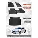 Sahler Renault Megane 4 Sedan 2016+ Uyumlu 4.5d Premium Havuzlu Oto Paspas ve Liner Marka 3D Kulaklı Bagaj Havuzu - Siyah