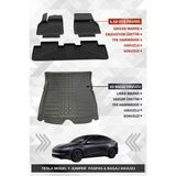 Sahler Tesla Model Y Juniper 2025+ Uyumlu 4.5d Premium Havuzlu Oto Paspas ve Liner Marka 3D Bagaj Havuzu - Siyah