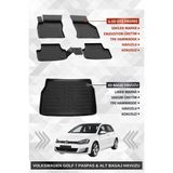 Sahler Volkswagen Golf 7 2013-2020 Uyumlu 4.5d Premium Havuzlu Paspas ve Liner Marka 3D Alt Bagaj Havuzu - Siyah