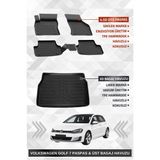 Sahler Volkswagen Golf 7 2013-2020 Uyumlu 4.5d Premium Havuzlu Paspas ve Liner Marka 3D Üst Bagaj Havuzu - Siyah