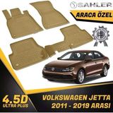 Sahler Volkswagen Jetta 4,5d Havuzlu Paspas, Vw Jetta 2011- Bej Renk, Demir Group - Siyah
