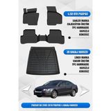 Sahler Volkswagen Passat B6 2005-2010 Uyumlu 4.5d Premium Havuzlu Oto Paspas ve Liner Bagaj Havuzu - Siyah