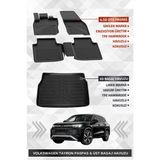 Sahler Volkswagen Tayron 2024+ Uyumlu 4.5d Premium Havuzlu Oto Paspas ve Liner Marka 3D Üst Bagaj Havuzu - Siyah
