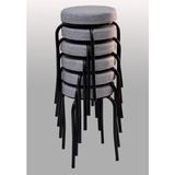 Sahmatra Ev ve İşyeri | Metal Tabure | Mutfak Taburesi | Demir Tabure | Kumaş Döşeme | Siyah Ayak | 6lı Set - Açık Gri