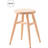 Sahmatra Loft Ahşap Tabure | Mutfak Taburesi | Bar Taburesi | Ham Ahşap | 45 cm | Yuvarlak Oturma Alanı