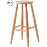 Sahmatra Loft Ahşap Tabure | Mutfak Taburesi | Bar Taburesi | Ham Ahşap | 60 cm | Yuvarlak Oturma Alanı