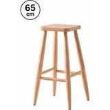 Sahmatra Loft Ahşap Tabure | Mutfak Taburesi | Bar Taburesi | Ham Ahşap | 65 cm | Kare Oturma Alanı