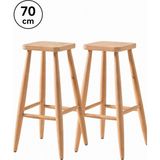 Sahmatra Loft Ahşap Tabure | Mutfak Taburesi | Bar Taburesi | Ham Ahşap | 70 cm | Kare Oturma Alanı 2li - 2li Paket