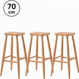 Sahmatra Loft Ahşap Tabure | Mutfak Taburesi | Bar Taburesi | Ham Ahşap | 70 cm | Kare Oturma Alanı 2li - 3lü Paket