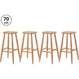 Sahmatra Loft Ahşap Tabure | Mutfak Taburesi | Bar Taburesi | Ham Ahşap | 70 cm | Kare Oturma Alanı 2li - 4lü Paket