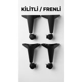 şahmelistore store Kilitli/frenli Tekerlekli Sehpa Masa Ayağı,akıllı Sehpa Ayağı, Sihirli Sehpa Ayağı Siyah 4 Adet 360 Derece 20 cm - 4lü