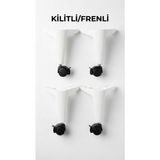 şahmelistore store Kilitli/frenli Tekerlekli Sehpa Masa Ayağı,akıllı Sehpa Ayağı, Sihirli Sehpa Ayağı Siyah 4 Adet 360 Derece 20 cm - Beyaz - 4lü