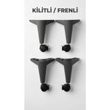 şahmelistore store Kilitli/frenli Tekerlekli Sehpa Masa Ayağı,akıllı Sehpa Ayağı, Sihirli Sehpa Ayağı Siyah 4 Adet 360 Derece 20 cm - Gri - 4lü