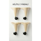 şahmelistore store Kilitli/frenli Tekerlekli Sehpa Masa Ayağı,akıllı Sehpa Ayağı, Sihirli Sehpa Ayağı Siyah 4 Adet 360 Derece 20 cm - Krem - 4lü