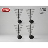 şahmelistore store Metal Gövde Frenli Tekerlekli Masa Ayağı,akıllı Sehpa Ayağı, Sihirli Sehpa Ayağı 4 Adet 360° 20 cm Masa Ayagıgüçlendirilmişteker - Krom - 4 lü