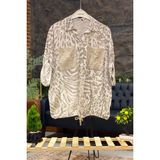 Sahnemoda Batik Leopar Desen Pul Detaylı Vual Gömlek - Bej - Standart