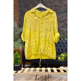Sahnemoda Batik Leopar Desen Pul Detaylı Vual Gömlek - Sarı - Standart