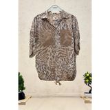 Sahnemoda Batik Leopar Desen Pul Detaylı Vual Gömlek - Standart - Camel