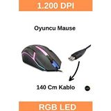 Şahnet 8733-3d Işıklı Kablolu Oyuncu Mouse - 1200dpi Siyah