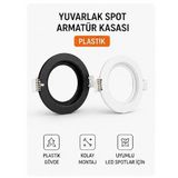 Şahnet Yuvarlak Spot Armatür Kasası Beyaz – Gu10 Ve Mr16 Ampul Uyumlu – Sıva Altı Plastik Boş Spot Kasa - 5,7 Cm Delik Çapı
