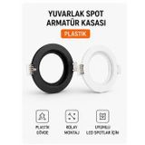 Şahnet Yuvarlak Spot Armatür Kasası Siyah – GU10 ve MR16 Ampul Uyumlu – Sıva Altı Plastik Boş Spot Kasa - 5,7 cm Delik Ç