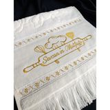 Sahra Çeyiz Nakış Kişiye Özel Isim Işlemeli Kadife Etamin Mutfak El ve Fırın Havlusu - 30 x 50 cm - Gold