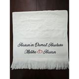 Sahra Çeyiz Nakış Kişiye Özel Isim Işlemeli Kadife Etamin Söz Havlusu - 50 x 90 cm - Siyah - Kırmızı