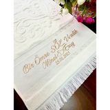 Sahra Çeyiz Nakış Kişiye Özel Isim Işlemeli Kadife Etamin Söz Havlusu - Bej - 50 x 90 cm