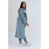 Sahra Çeyiz Nakış SahraAfra Creed Kadın Oversize Astarlı Trençkot - Bebe Mavisi - 36