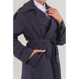 Sahra Çeyiz Nakış SahraAfra Creed Kadın Oversize Astarlı Trençkot - Lacivert - 36