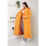 Sahra Çeyiz Nakış SahraAfra Creed Kadın Oversize Astarlı Trençkot - Turuncu - 38