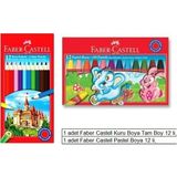 Sahra Okul Faber Castell Boya Seti Lüks Kuru Boya, Pastel Boya 2 Li - Karışık Çok Renkli