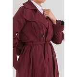 SahraAfra Parrot Trençkot Kadınoversize - Bordo - 38