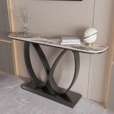Sahte Mermer Üstü Modern Geometrik Konsol Masası - Şık Giriş, Oturma Odası, Koridor Vurgu Mobilya, Dayanıklı Metal Taban, Şık Ev Dekoru - Standart