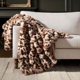 Sahte Tavşan Kürk Vizon Peluş Atma Battaniye(Cheetah Brown,Throw (50" x 60"))