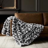 Sahte Tavşan Kürk Vizon Peluş Atma Battaniye(Cheetah Grey,Throw (50" x 60"))