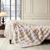 Sahte Tavşan Kürk Vizon Peluş Atma Battaniye(Rainbow,Twin (60" x 80")) | Çok Renkli Çoklu Boyutlar, Kanepe Çekyat için 950 GSM