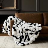 Sahte Tavşan Kürk Vizon Peluş Atma Battaniye(Zebra,Throw (50" x 60")) | Çok Renkli Çoklu Boyutlar, Kanepe Çekyat için 950 GSM