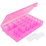 Sahte Tırnak Konteyneri, COSICS Parlak Pembe 36 Gird Plastik Nail Art Organizatörleri Ayarlanabilir Bölücülerle Saklama Kutusu, Sahte Takı Elmaslar Tılsımlar Tırnak 3D Süslemeler Manikür Aksesuar Tutucu Kılıf