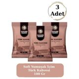 Sahure Hanım Premium Taze Öğütülmüş Bol Köpüklü Soft Yumuşak Içim Türk Kahvesi 100 gr (3 Adet)