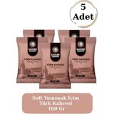 Sahure Hanım Premium Taze Öğütülmüş Bol Köpüklü Soft Yumuşak Içim Türk Kahvesi 100 gr (5 Adet)